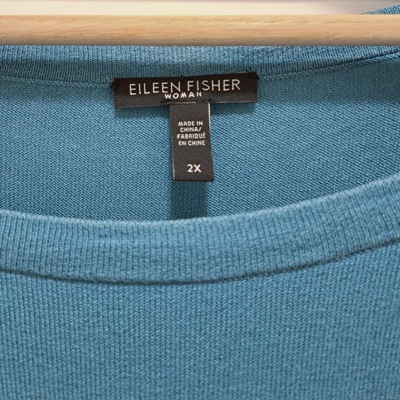 Eileen Fisher Bateau Neck Tunic 'River' Blue Tencel Stretch Size 2X - Picture 3 of 8